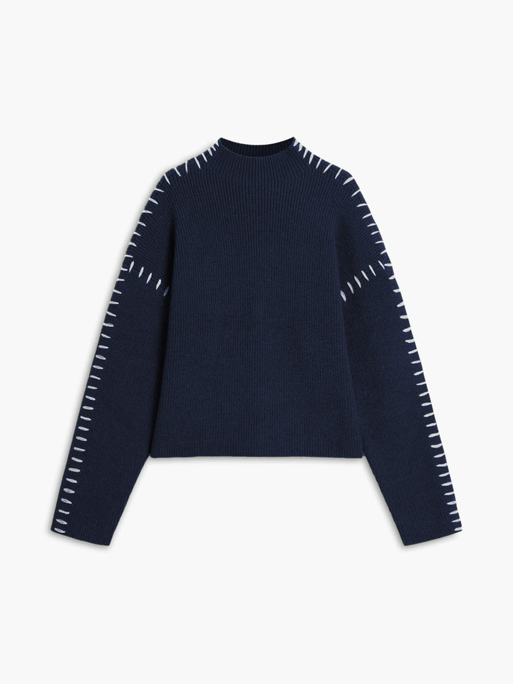 Pull Col Montant Oversize Pour Femme – Maille Confortable Automne Hiver