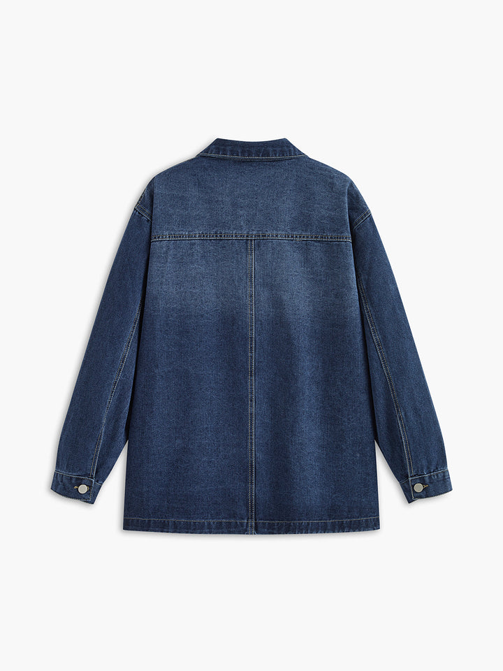 Veste en Jean Oversize | Bleu Foncé | Manches Larges