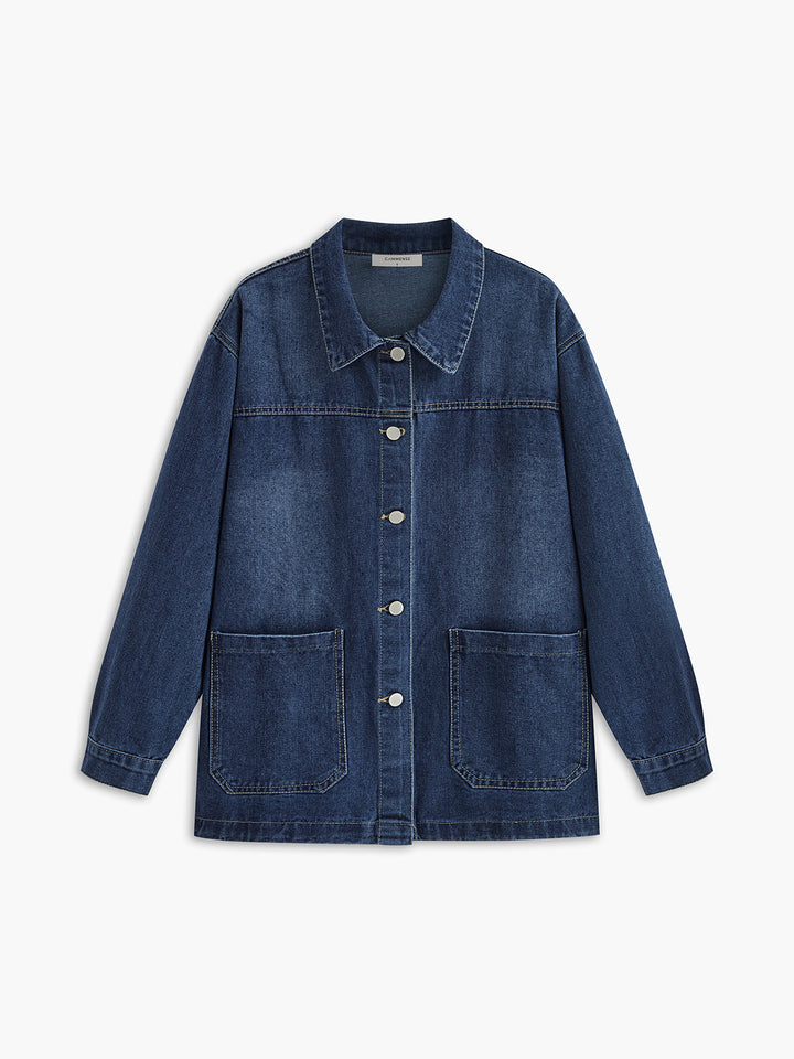 Veste en Jean Oversize | Bleu Foncé | Manches Larges
