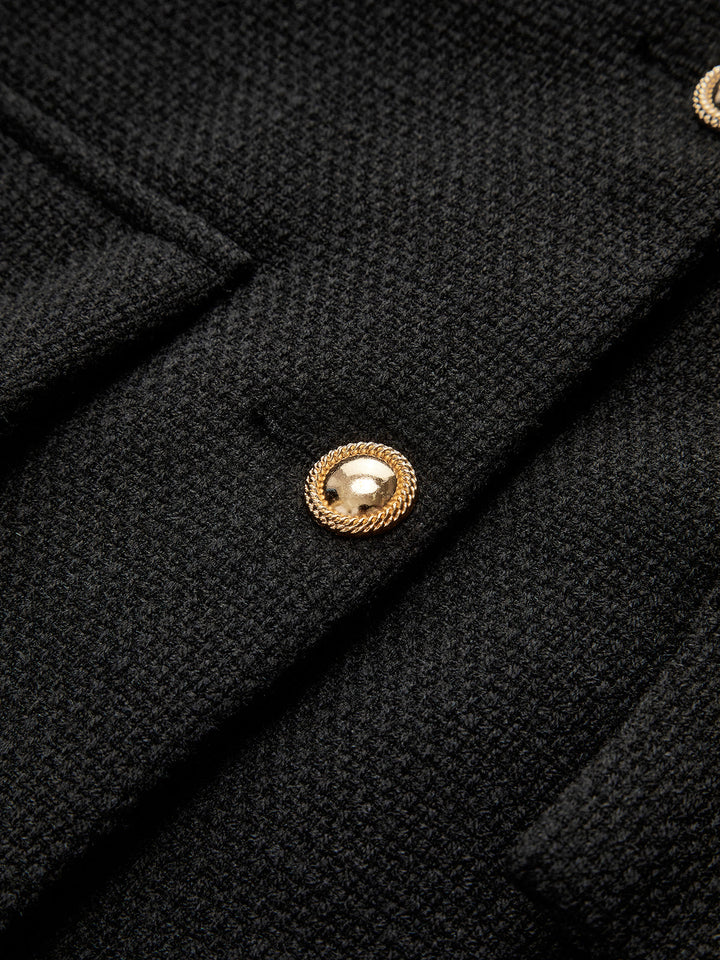 Veste Courte Noire | Boutons Dorés | Élégance Moderne