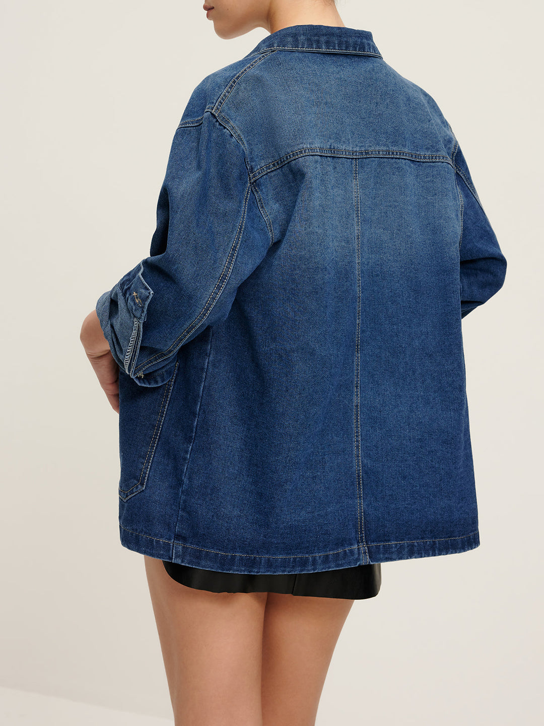 Veste en Jean Oversize | Bleu Foncé | Manches Larges