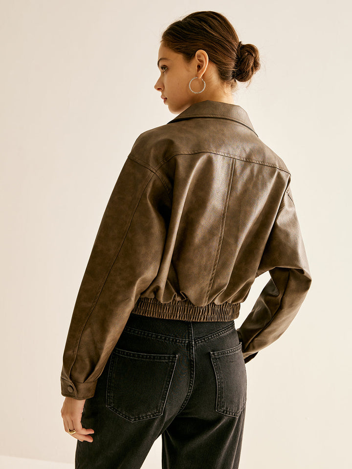 Veste Courte en Suédine | Marron Foncé | Élégance Moderne