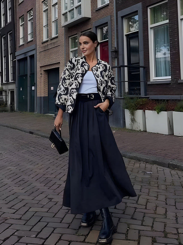 Veste Imprimée Abstraite | Noir et Blanc | Confort et Style
