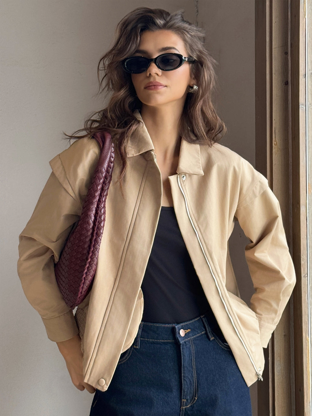 Veste Décontractée Zippée | Beige Clair | Intemporelle et Légère
