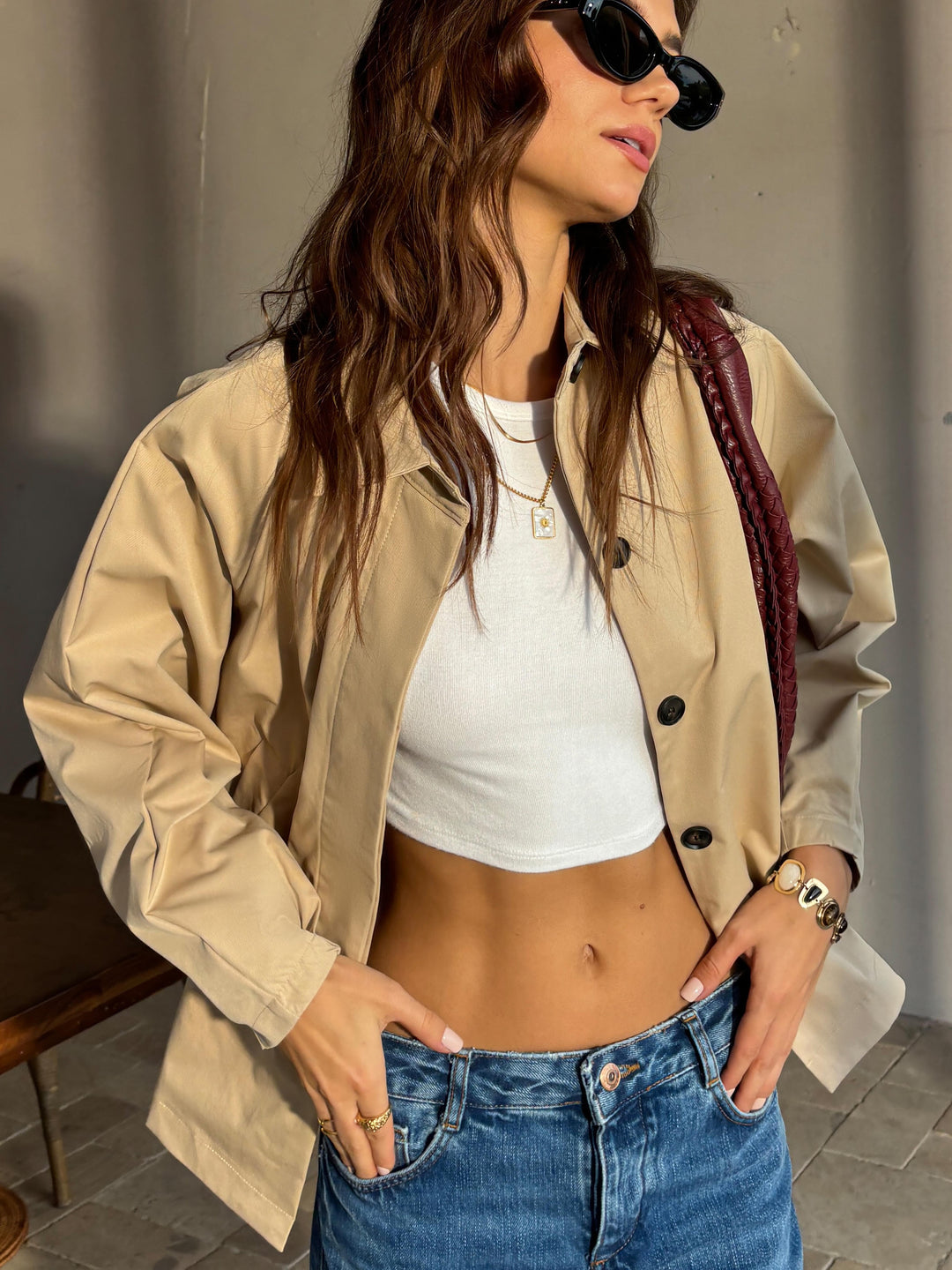 Veste Légère Beige en Coton | Look Décontracté et Élégant