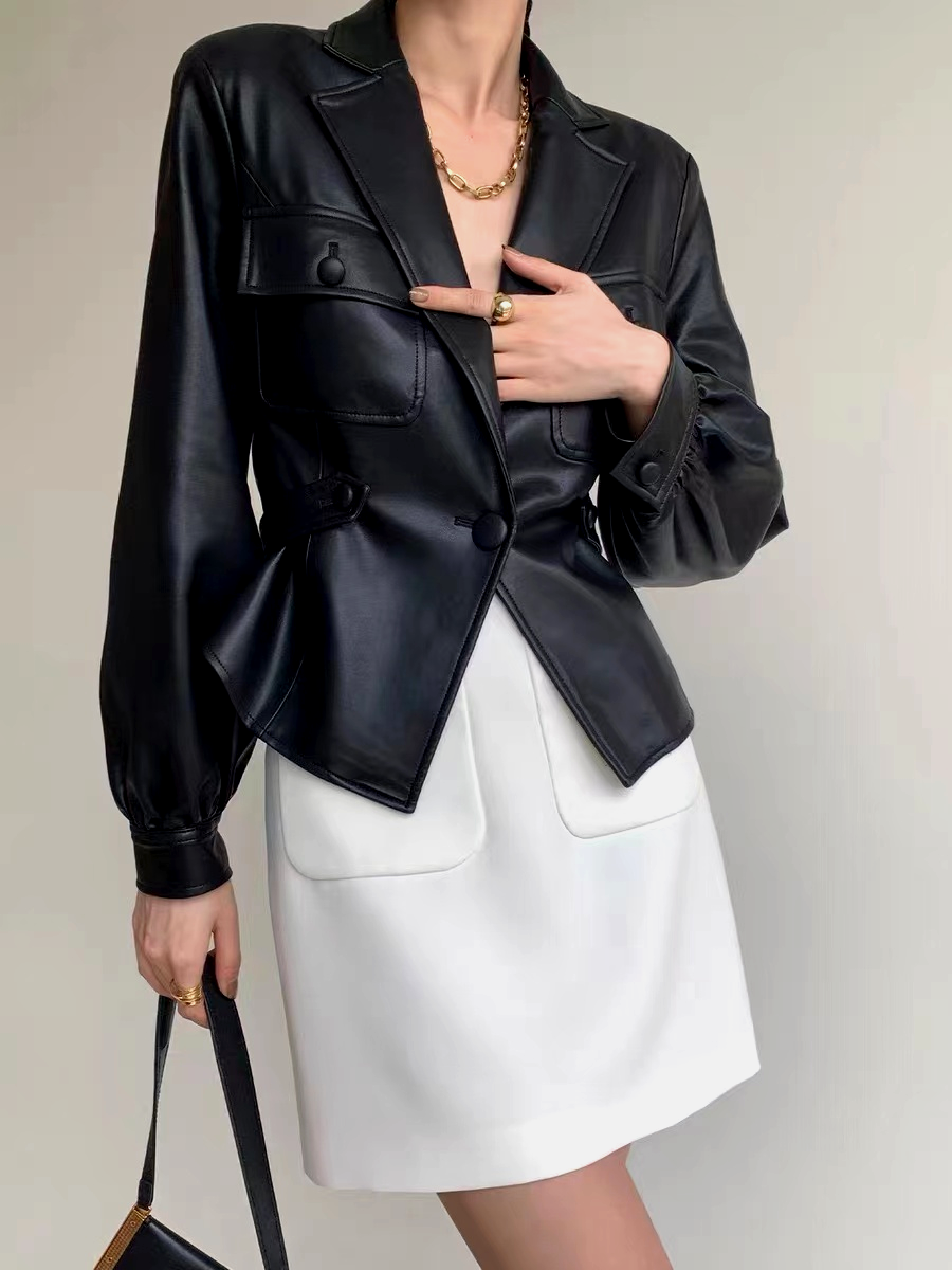 Veste Cintrée en Similicuir | Noir | Style Contemporain