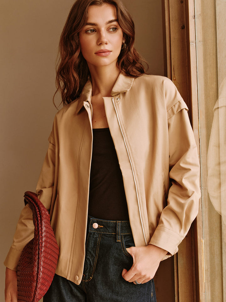 Veste Décontractée Zippée | Beige Clair | Intemporelle et Légère