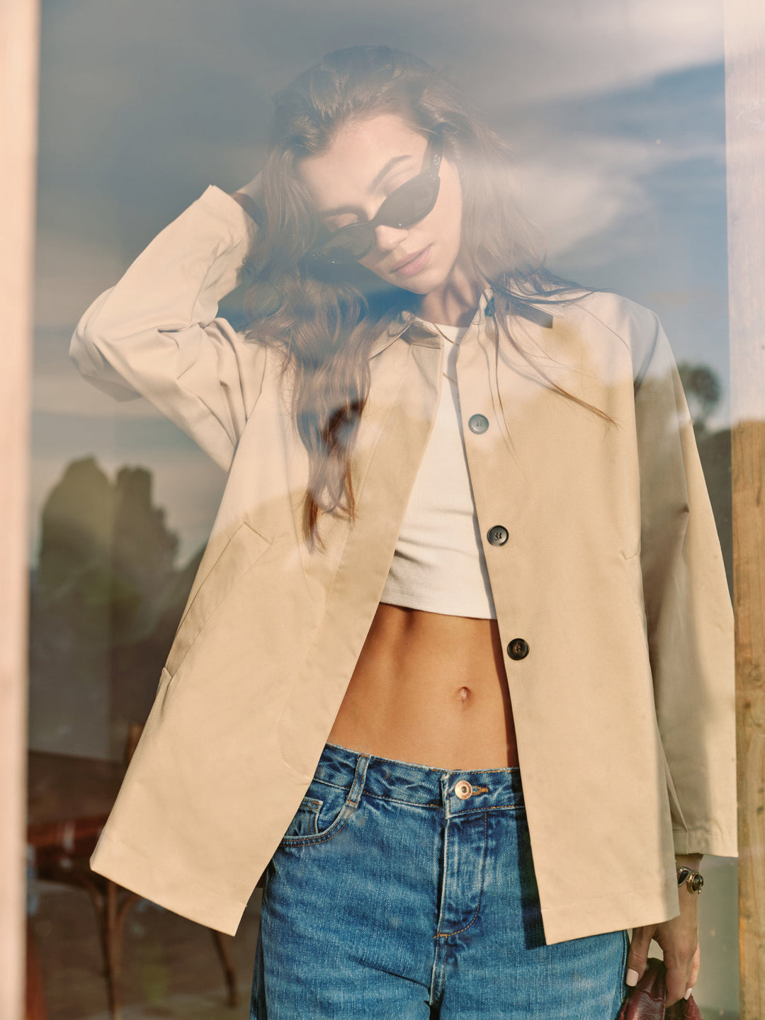 Veste Légère Beige en Coton | Look Décontracté et Élégant
