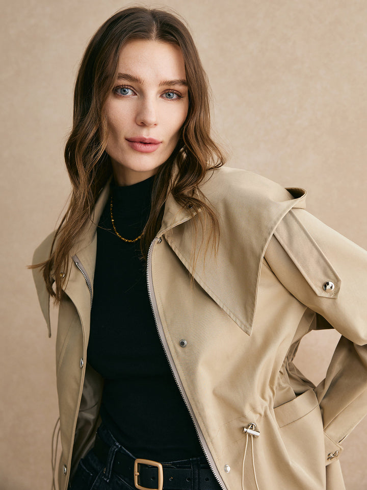 Veste Beige avec Capuche | Coupe Ajustée | Style Décontracté