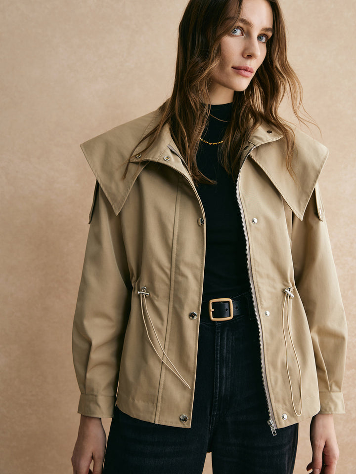 Veste Beige avec Capuche | Coupe Ajustée | Style Décontracté
