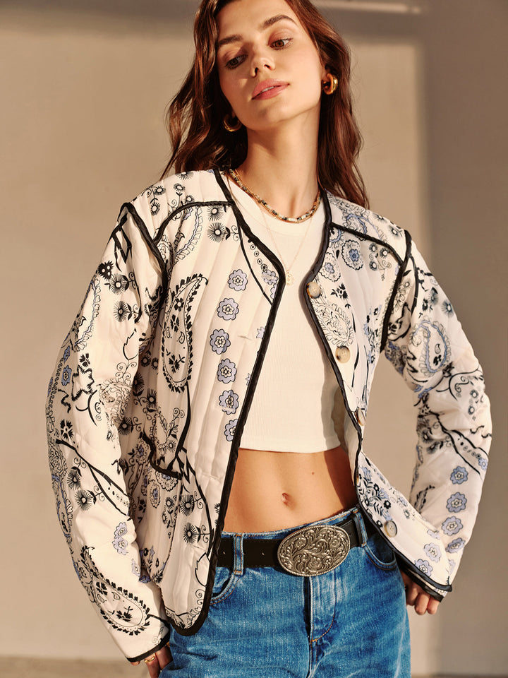 Veste Brodée Blanche | Motifs Floraux | Style Bohème
