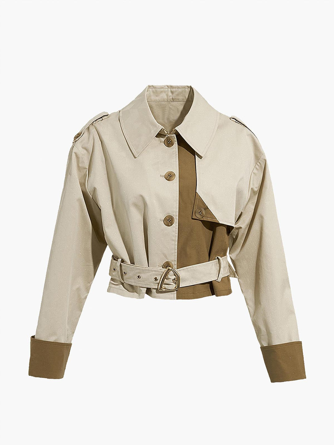 Veste Courte Color-Block | Beige et Camel | Style Urbain