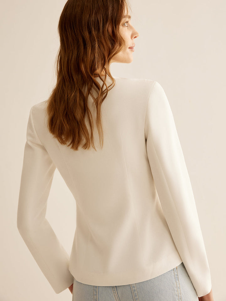 Veste Cintrée Col V | Boutons Dorés | Élégance Moderne