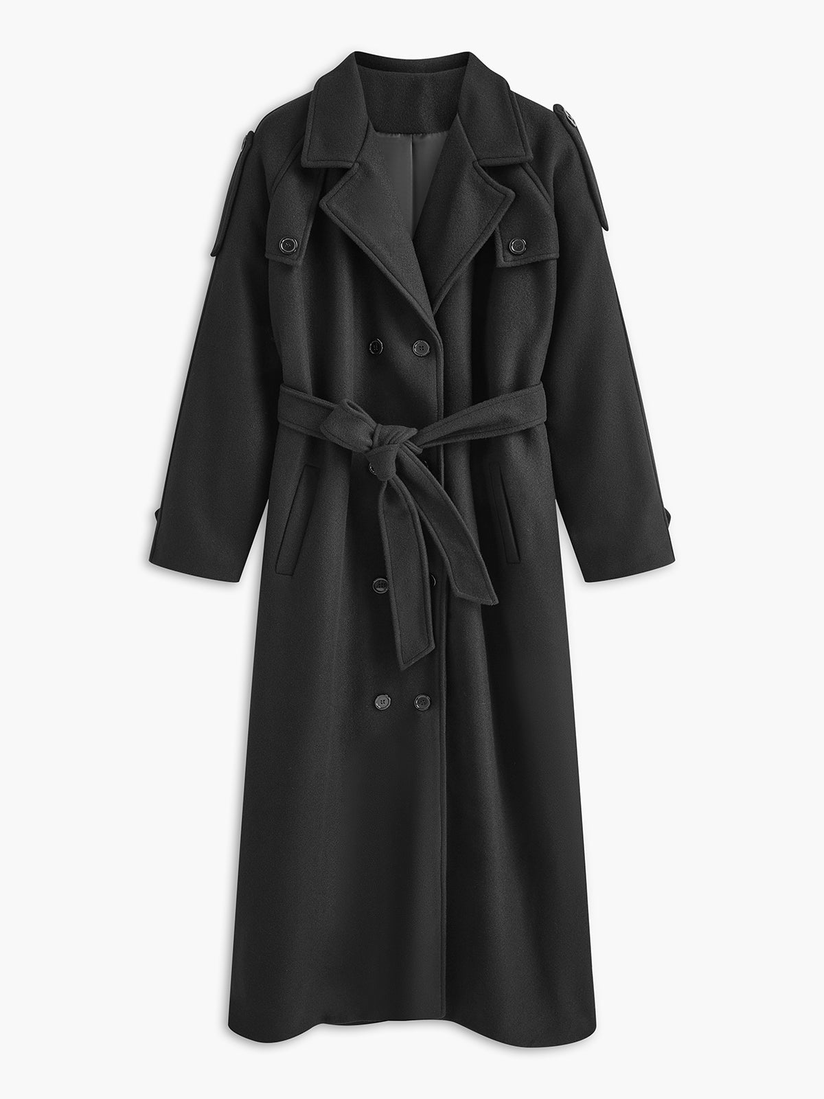 Trench Long Noir | Élégance Intemporelle | Coupe Ceinturée