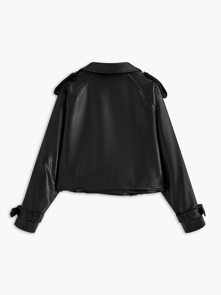 Veste Courte en Simili Cuir Noir | Design Moderne | Style Audacieux