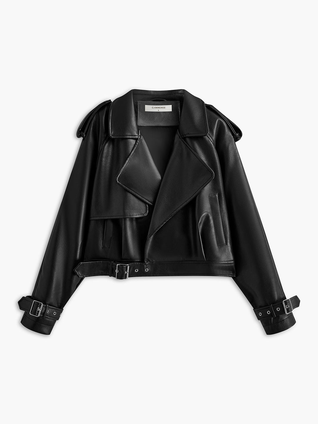 Veste Courte en Simili Cuir Noir | Design Moderne | Style Audacieux
