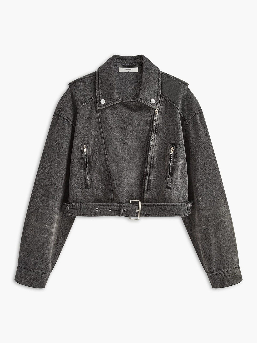 Annie | Veste de motard en jean noir courte