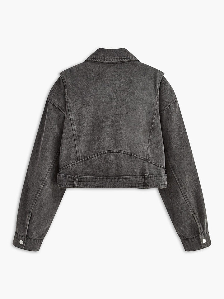 Annie | Veste de motard en jean noir courte