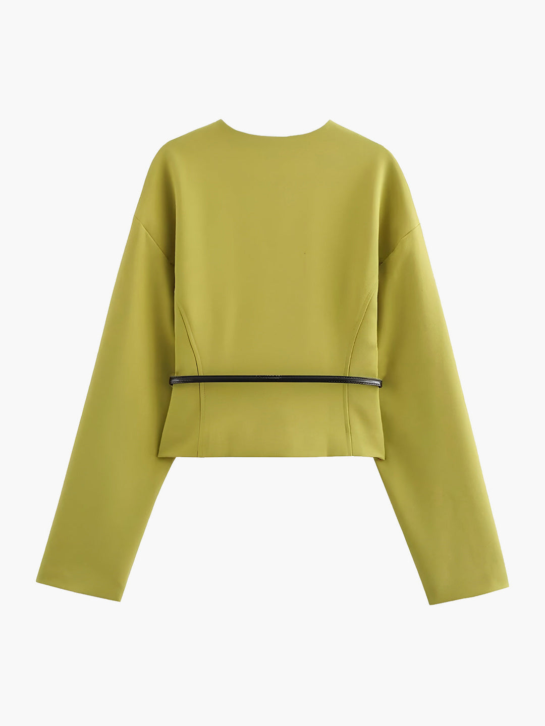 Veste Cintrée Jaune Citron | Ceinture Contrastante | Élégance Moderne
