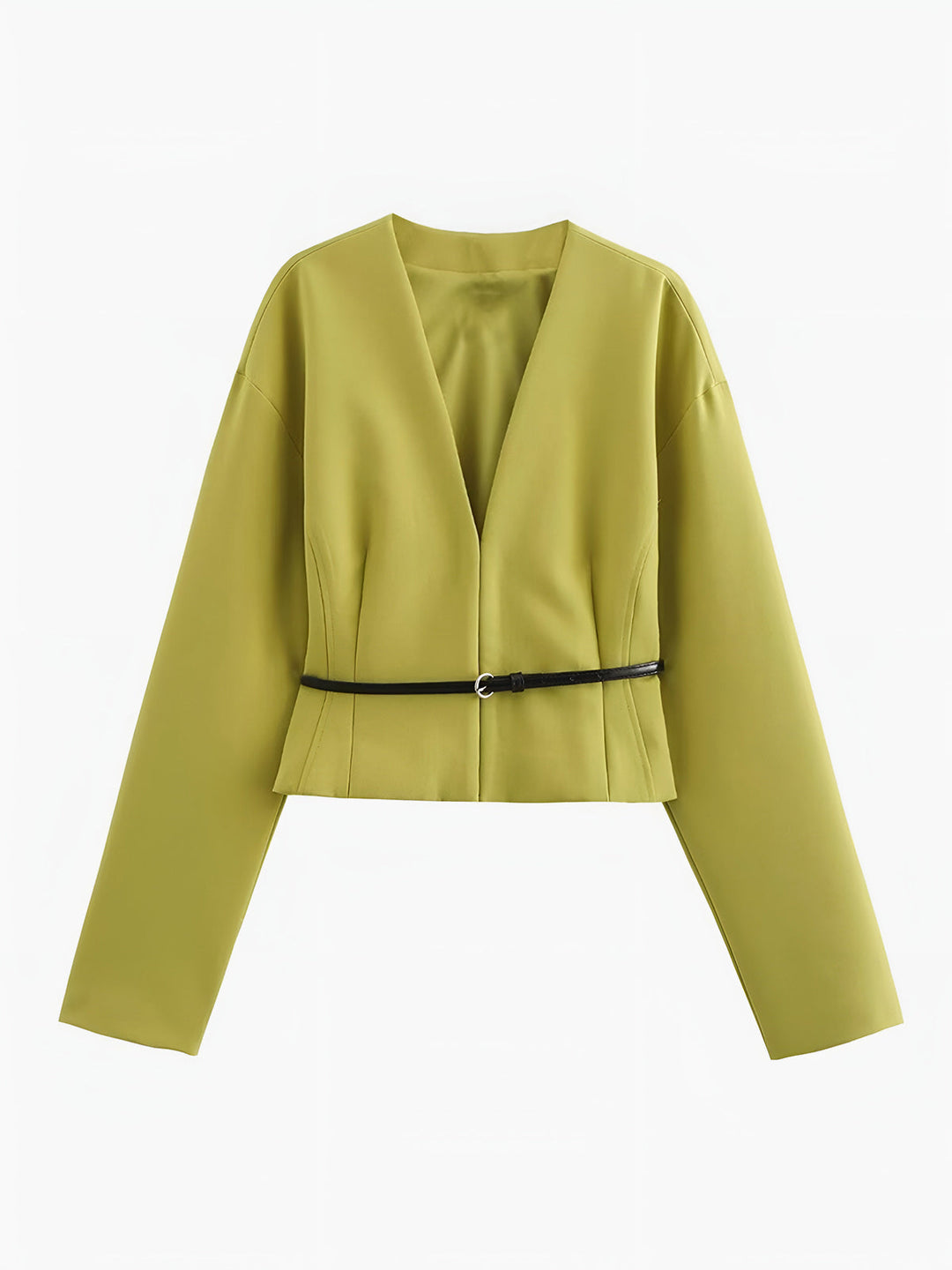 Veste Cintrée Jaune Citron | Ceinture Contrastante | Élégance Moderne