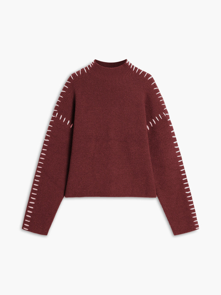 Pull Col Montant Oversize Pour Femme – Maille Confortable Automne Hiver