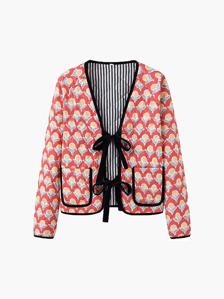 Cardigan Motif Cœurs | Tricot Coloré | Bordures Contrastées