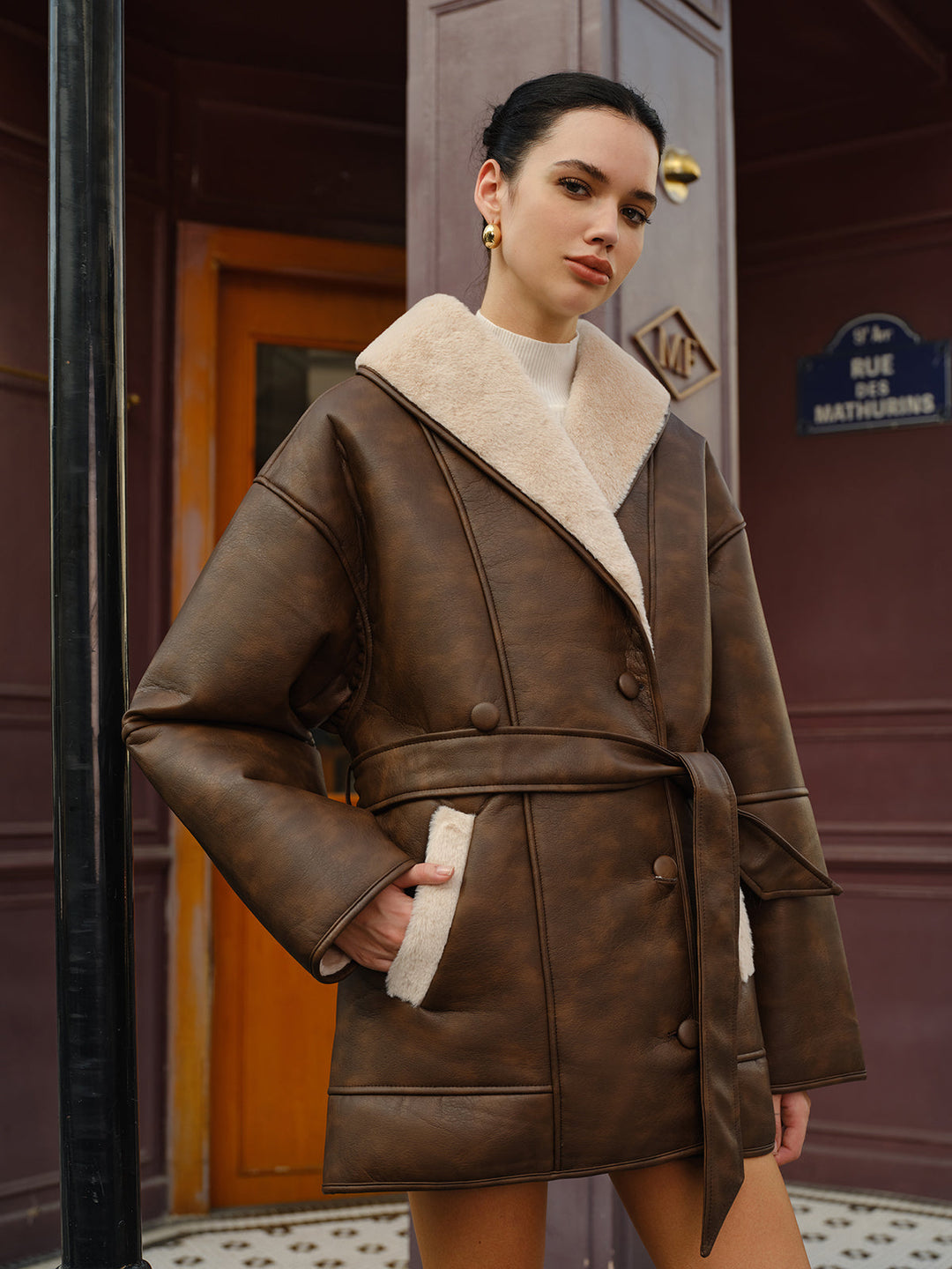 Veste Oversize en Cuir Synthétique | Doublure Fausse Fourrure | Confort et Style