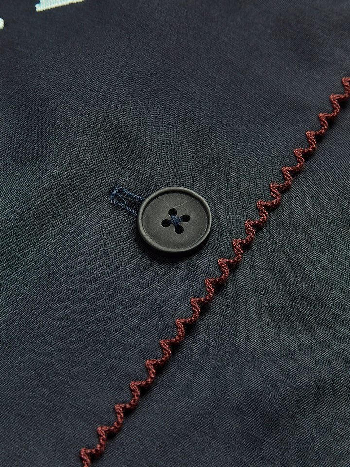 Veste Noire Brodée | Motifs Célestes | Élégance Artistique