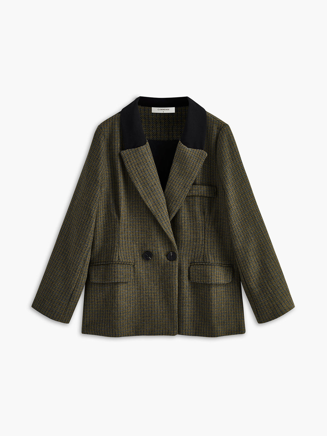 Veste à Carreaux Double Boutonnage | Mélange Laine | Élégance Classique