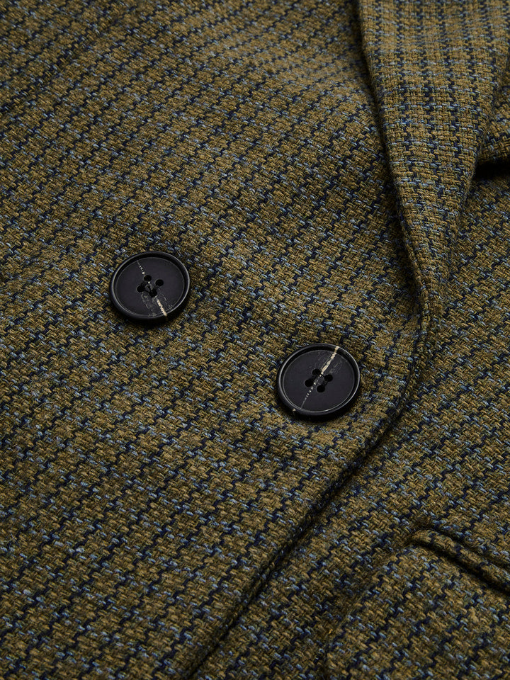 Veste à Carreaux Double Boutonnage | Mélange Laine | Élégance Classique
