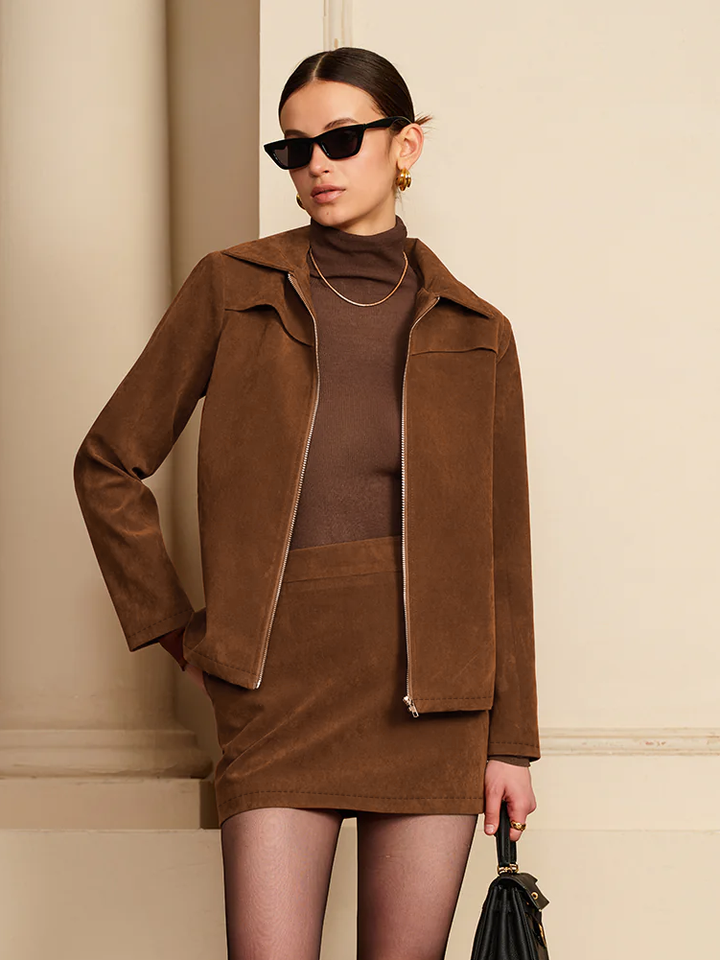 Veste en Velours Marron | Élégance Automnale | Coupe Classique