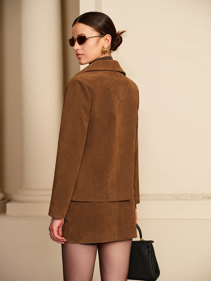 Veste en Velours Marron | Élégance Automnale | Coupe Classique