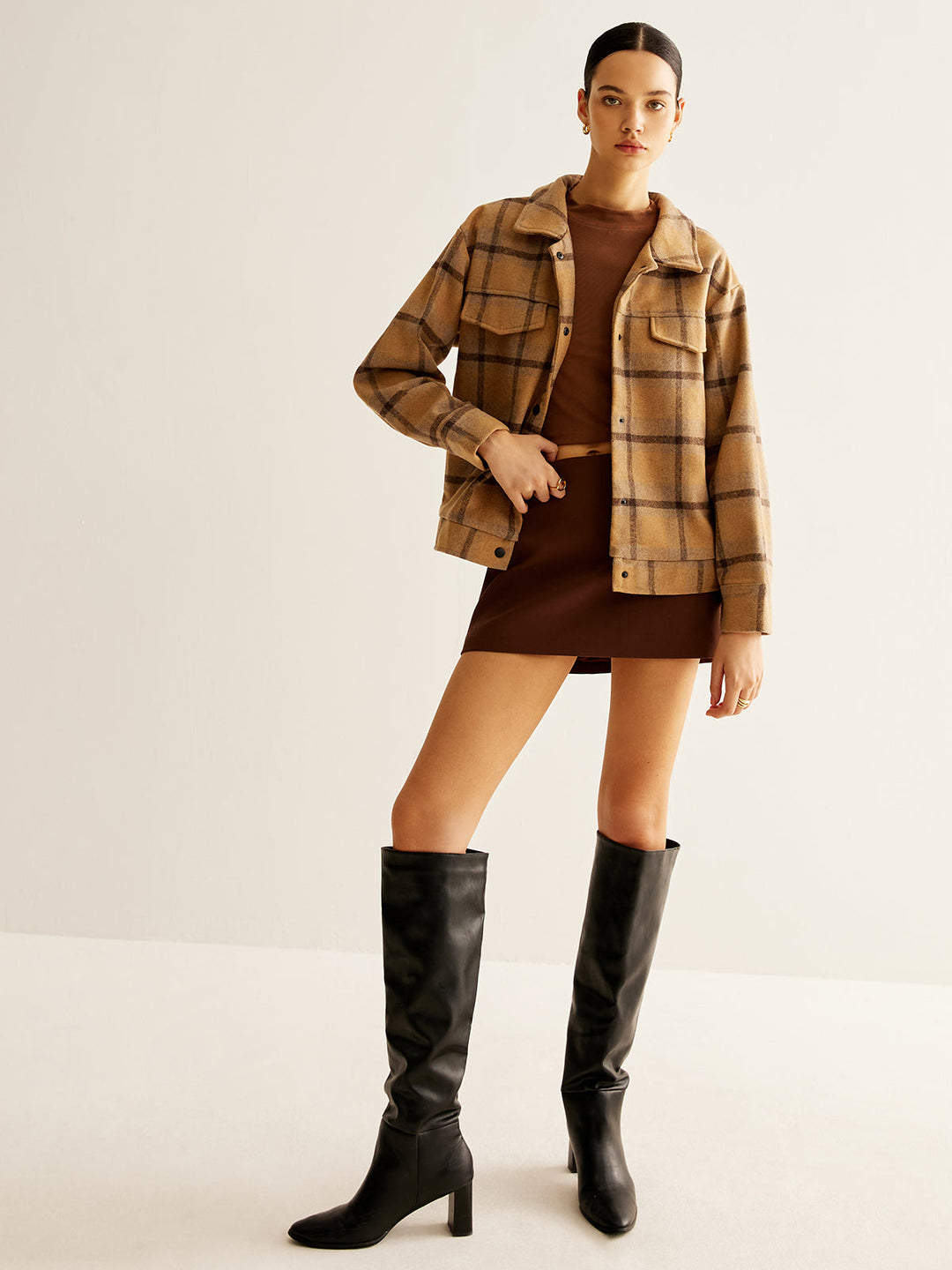 Veste à Carreaux | Coupe Ample | Style Intemporel