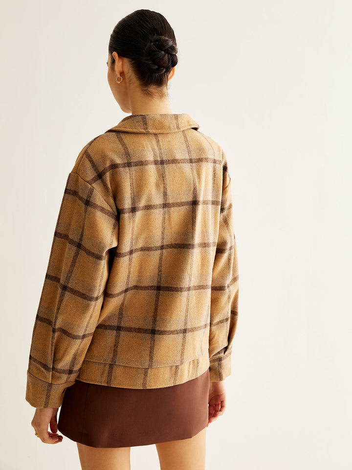 Veste à Carreaux | Coupe Ample | Style Intemporel