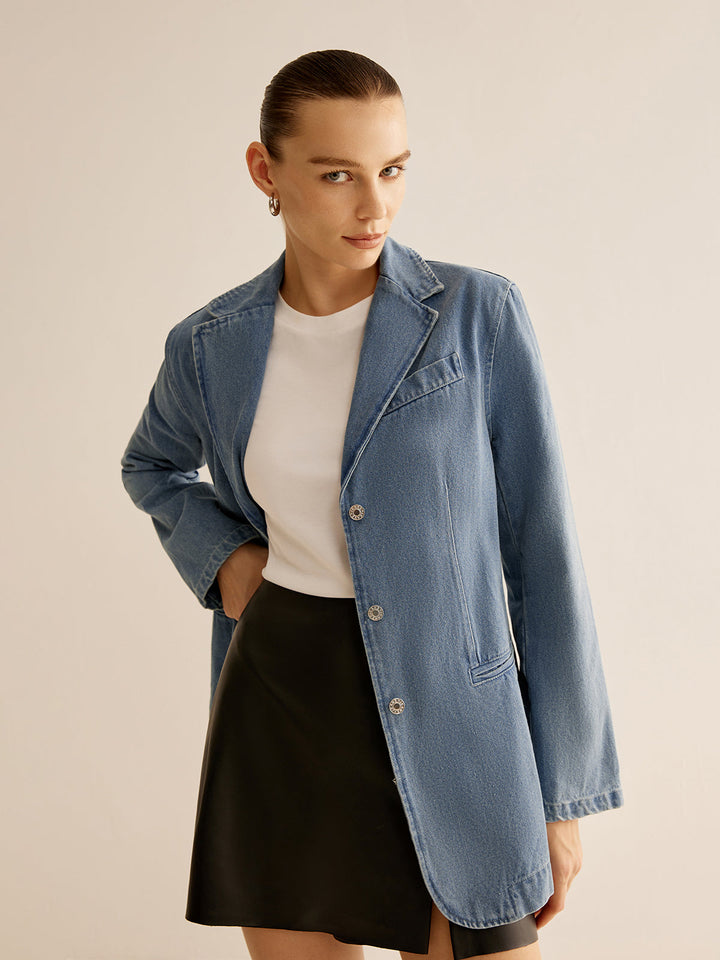 Veste Longue en Denim | 100% Coton | Style Intemporel