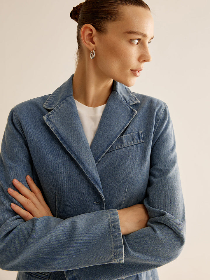 Veste Longue en Denim | 100% Coton | Style Intemporel