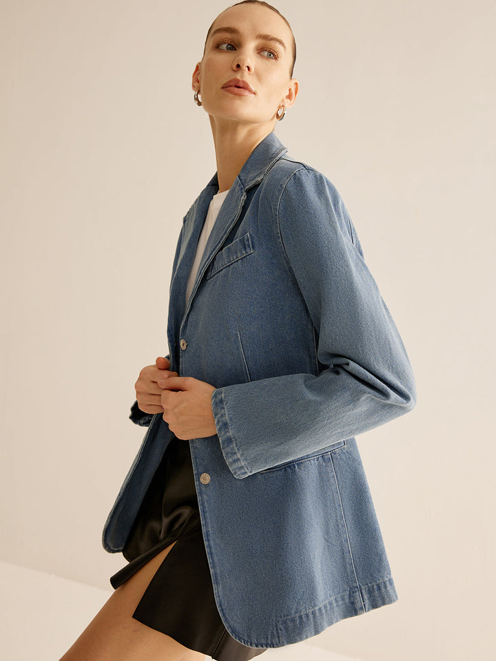 Veste Longue en Denim | 100% Coton | Style Intemporel