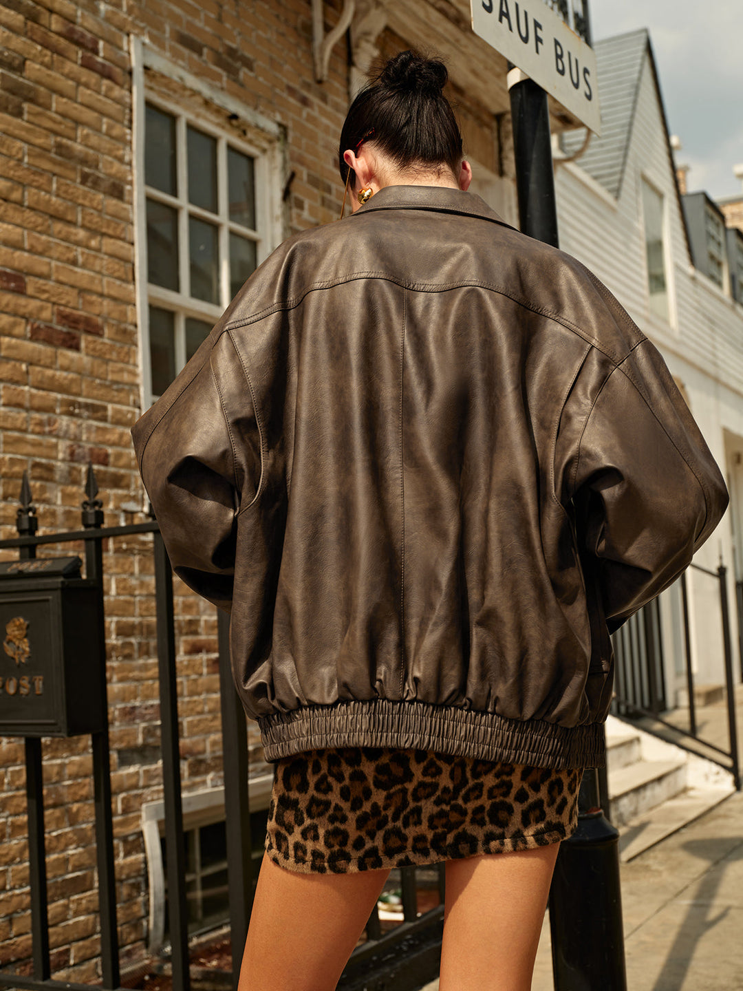 Veste en Cuir Synthétique Marron | Style Urbain & Tendance | Coupe Décontractée