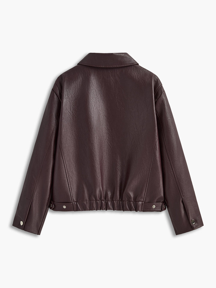 Veste Courte en Similicuir | Bordeaux | Moderne et Élégante