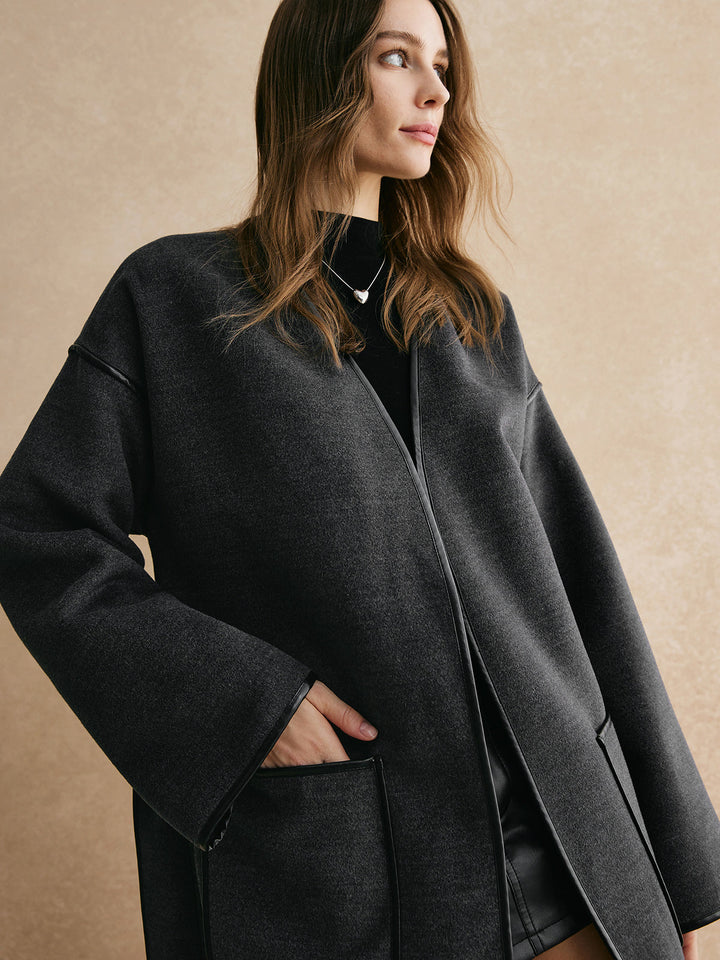 Veste Noire Ceinturée | Oversize Élégant | Style Moderne
