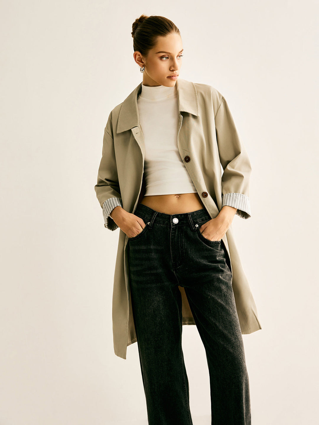 Trench-Coat Léger | Élégance Intemporelle | Coupe Longue et Fluide