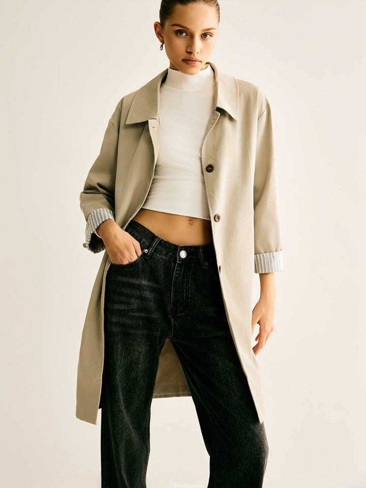 Trench-Coat Léger | Élégance Intemporelle | Coupe Longue et Fluide