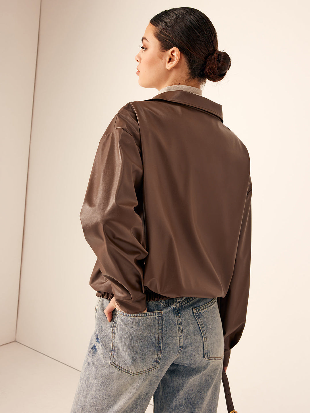 Veste Marron en Simili Cuir | Style Décontracté | Intemporelle et Moderne