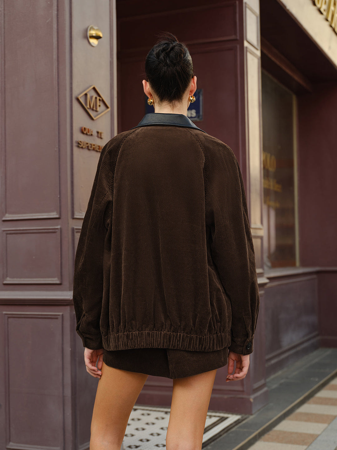 Veste en Daim Synthétique avec Col Contrasté | Confort & Style | Coupe Décontractée