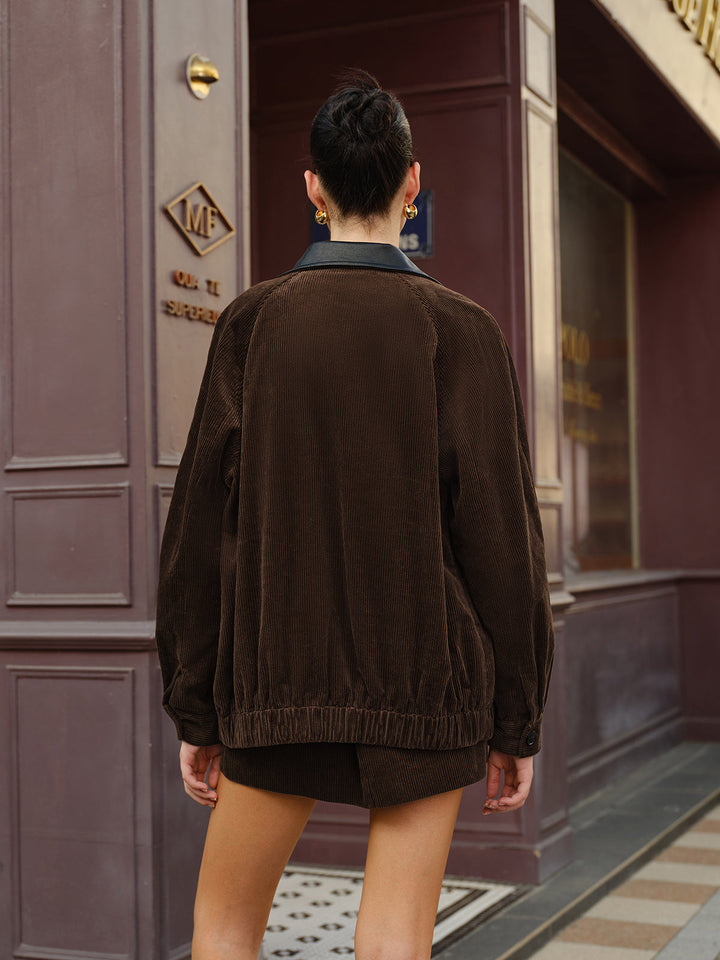 Veste en Daim Synthétique avec Col Contrasté | Confort & Style | Coupe Décontractée