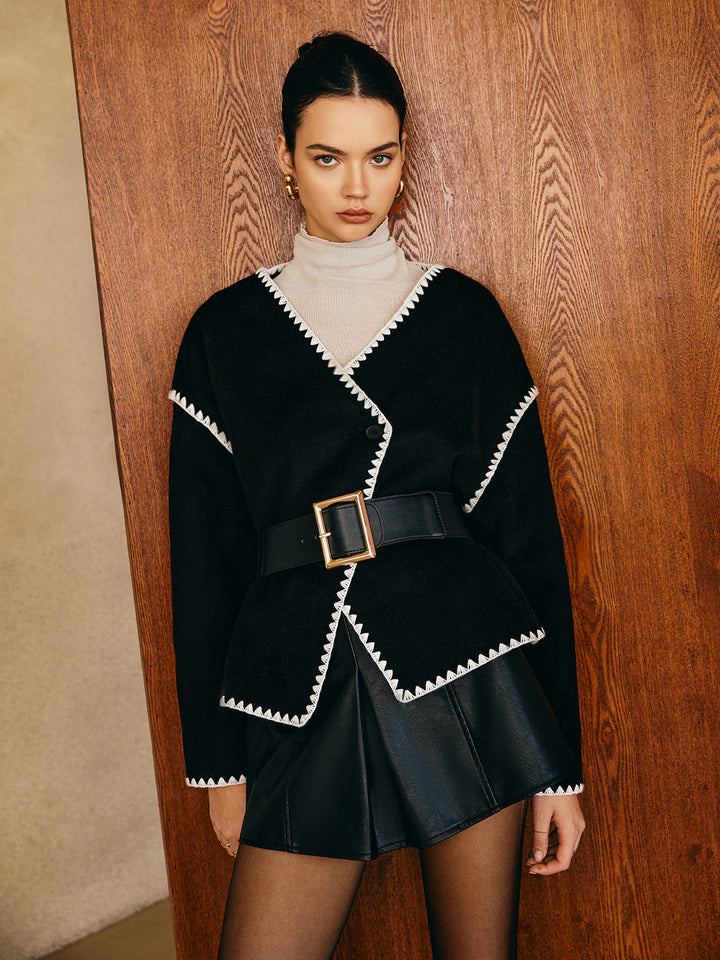 Veste Oversize à Bordures Contrastées | Moderne & Audacieuse | Confort Élégant
