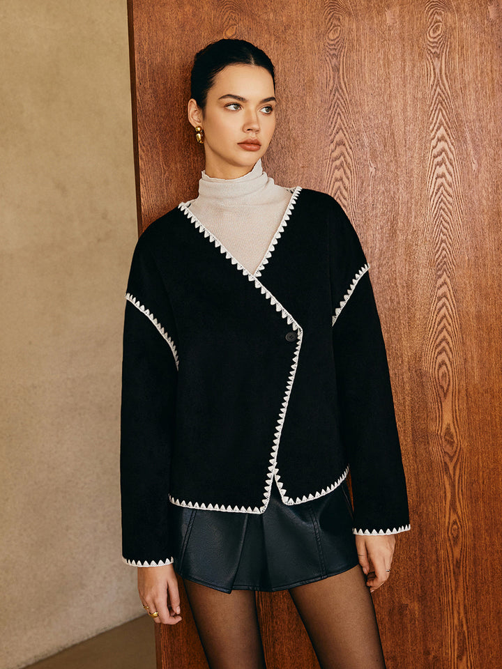 Veste Oversize à Bordures Contrastées | Moderne & Audacieuse | Confort Élégant