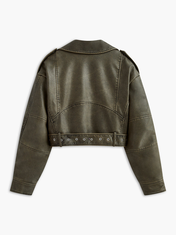 Veste Cropped en Cuir Synthétique | Moderne & Audacieuse | Détails Zippés