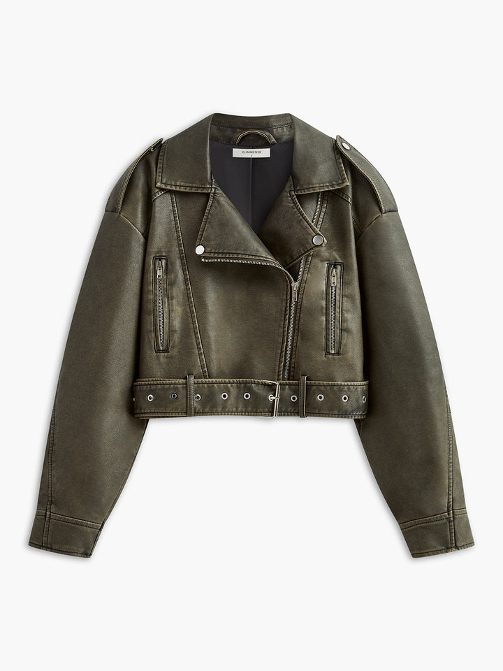 Veste Cropped en Cuir Synthétique | Moderne & Audacieuse | Détails Zippés
