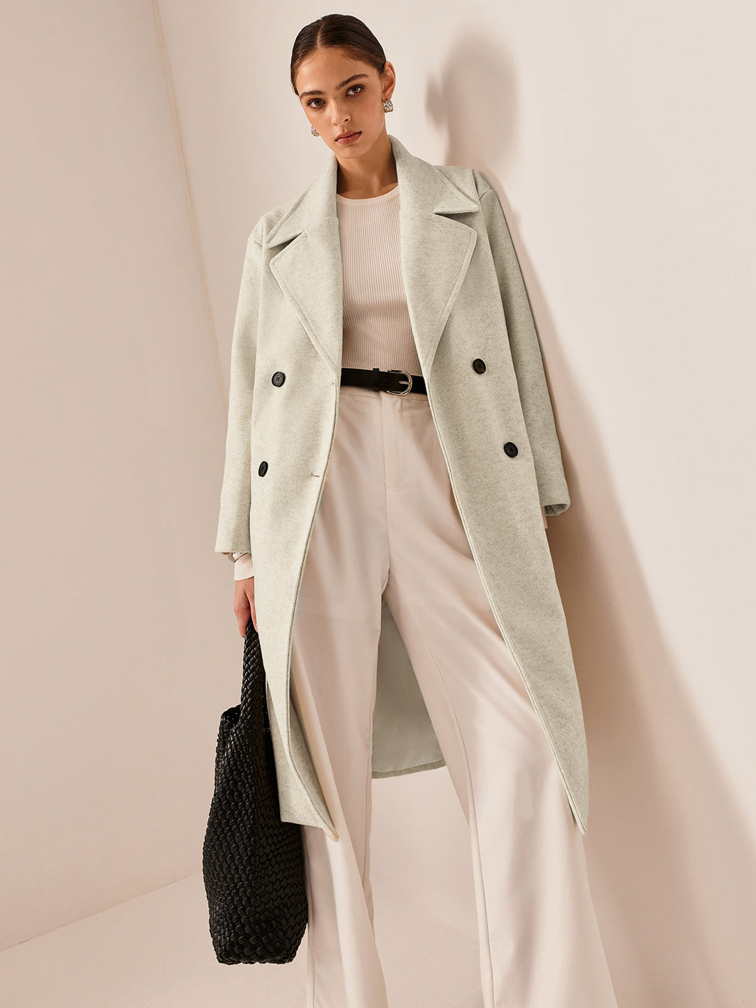 Trench Long Blanc Cassé | Élégance Classique | Polyvalent et Chic